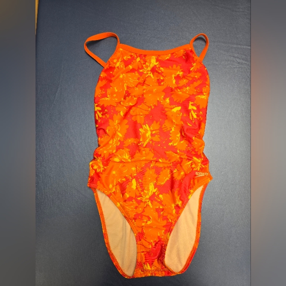 Preowned Orange Flower Speedo Practice Suit